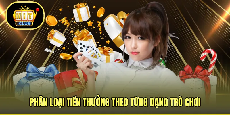 Phân loại tiền thưởng theo từng dạng trò chơi